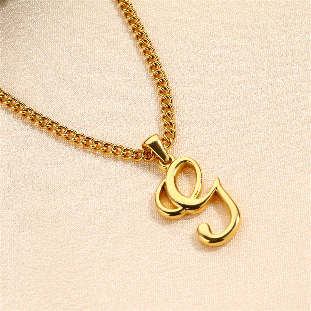 18K Gold Plated Stainless Steel Mini Letter Pendant Necklace