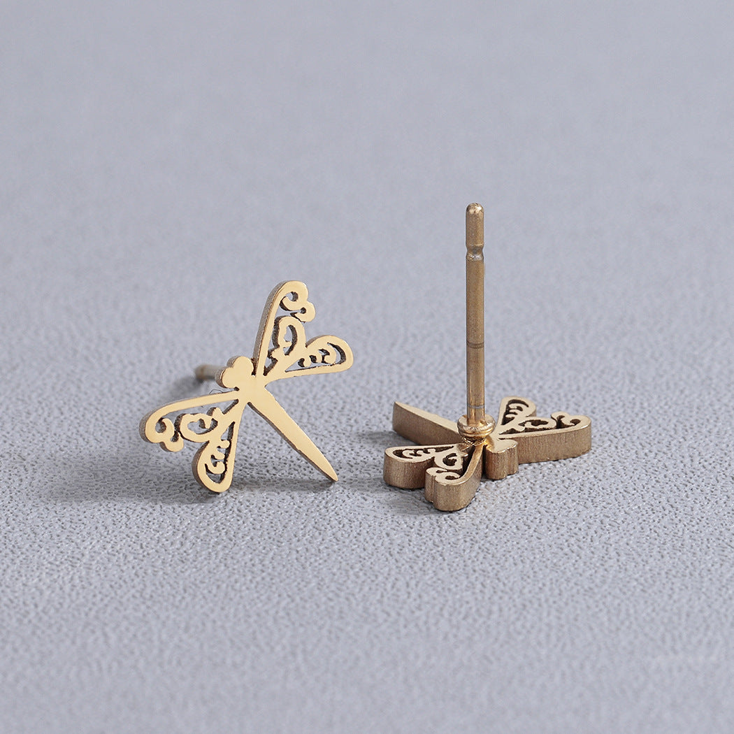 Simple Gold Dragonfly Earrings – Minimalist Women’s Jewellery