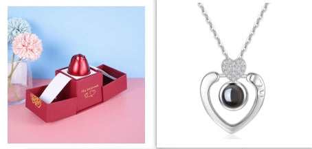 Valentine’s Day Rose Necklace Gift – Metal Jewellery in Gift Box