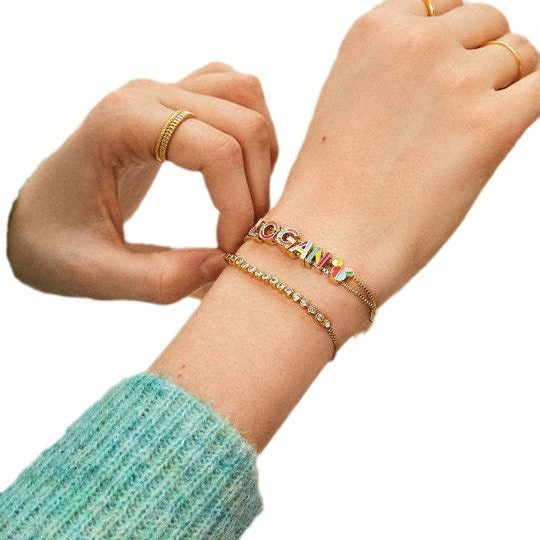 Fashionable & Minimalist 26-Letter Oil Drip Bracelet – Personalized Charm for Everyday Style