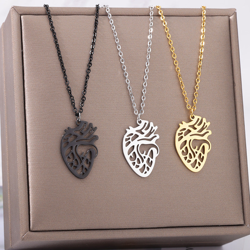 18K Gold Plated Stainless Steel Cutout Heart Necklace
