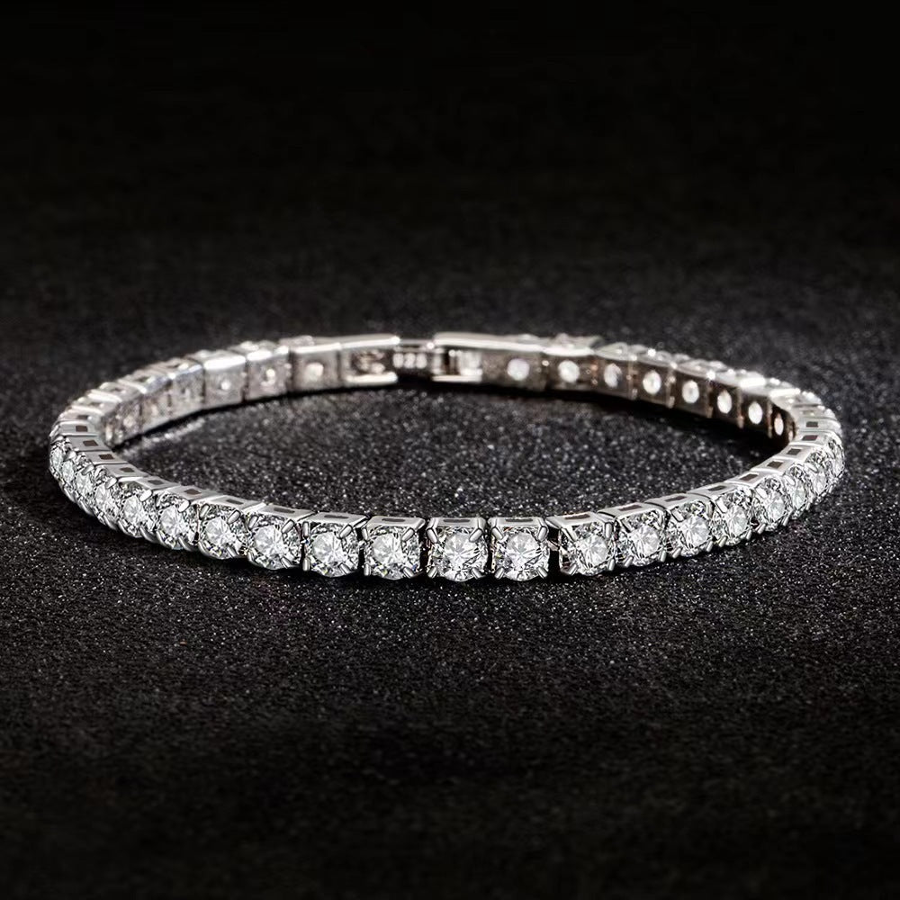 Elegant S925 Sterling Silver Diamond Zircon Bracelet