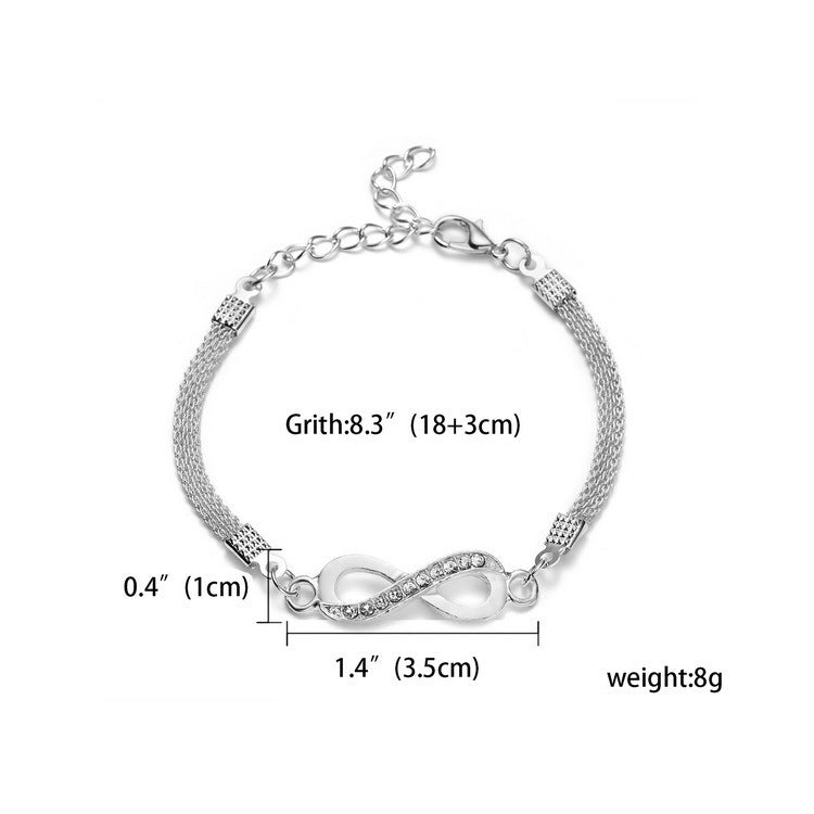 Fashion Exquisite 8-Word Infinity Silver-Plated Bracelet