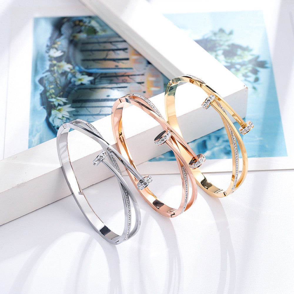 Cross Pattern Nail Bracelet – Simple Sticky Brick Style Hand Jewellery