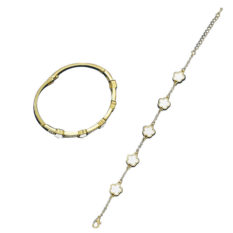 Five-Petal Flower Lace Bracelet Two-Piece Set – Elegant Women’s Jewellery