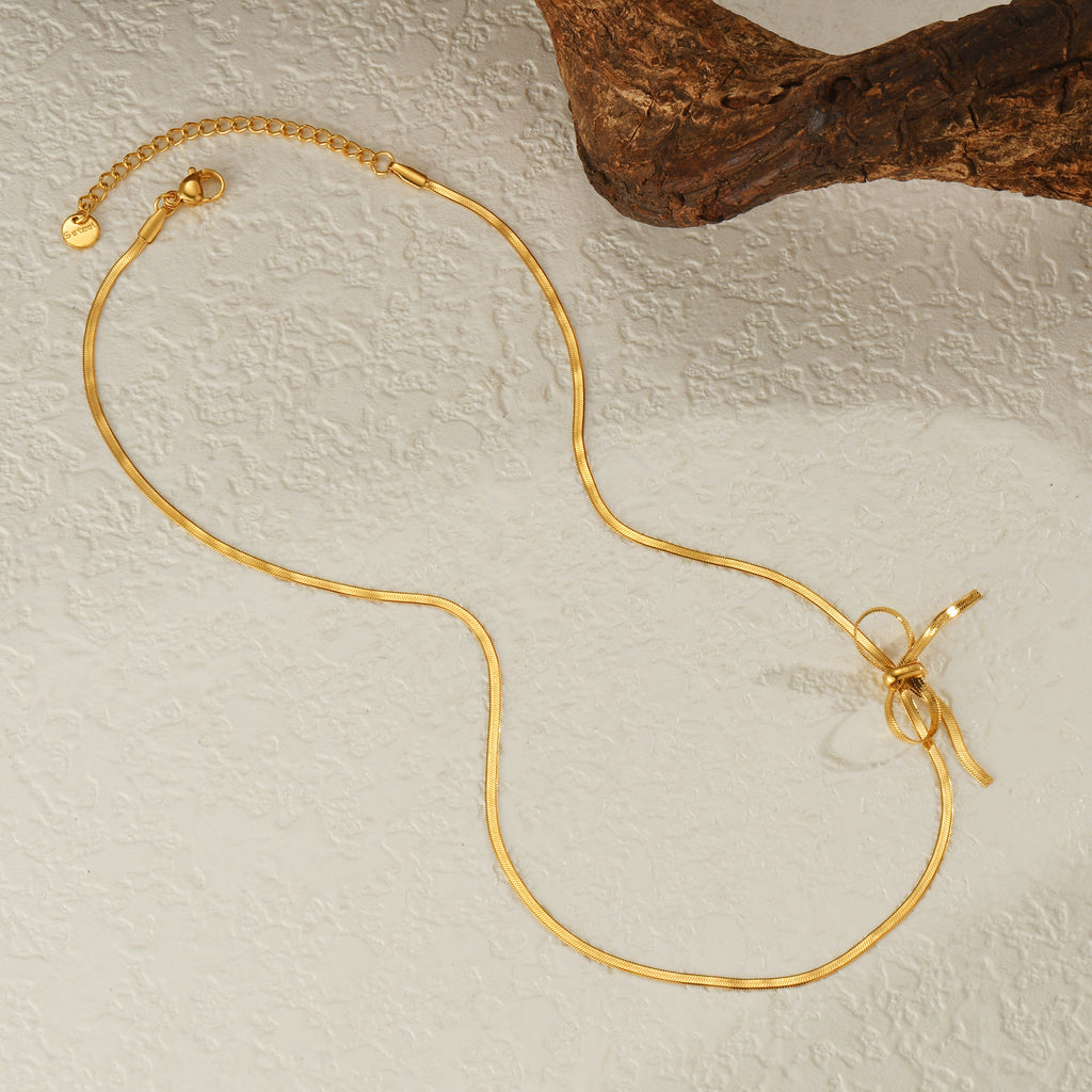 18K Gold Plated Stainless Steel Blade Chain Necklace for Women