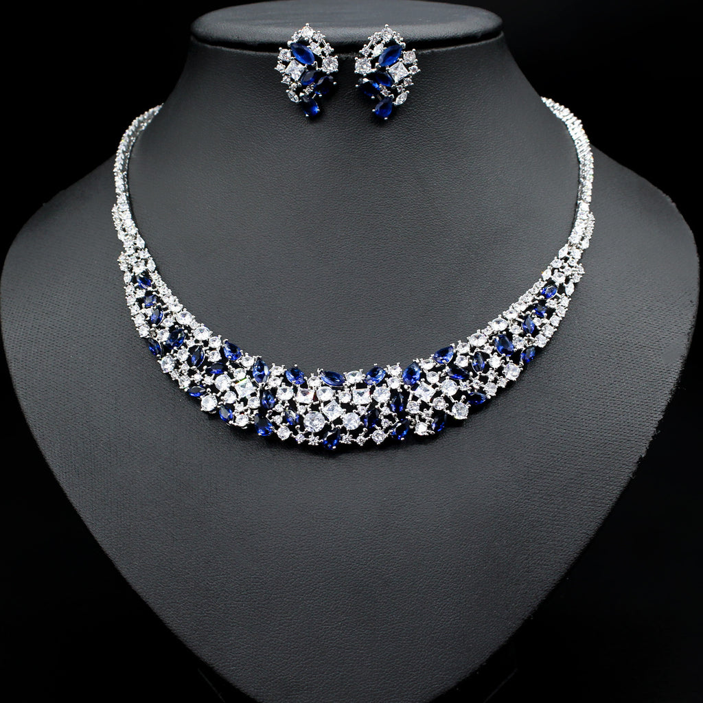 Elegant Shimmer Zircon Necklace & Earring Set – Women’s Fashion Jewelry