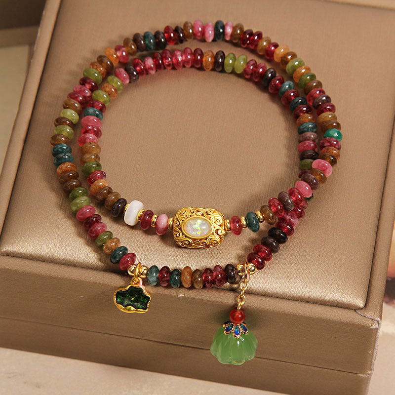 Double Ring Rainbow Tourmaline Bracelet – Abacus Beads Design