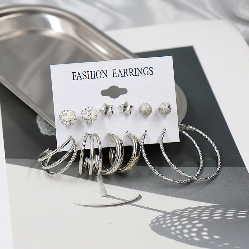 6-Pair Diamond Earrings Set – Simple & Elegant Jewellery for Women