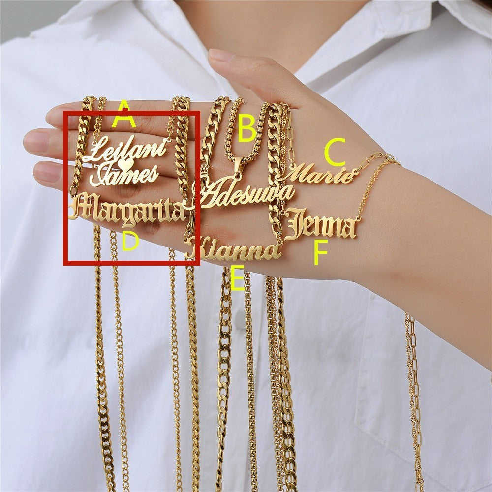 Personalized Letter & Name Necklace with Zircon – Custom Women’s Pendant Jewellery