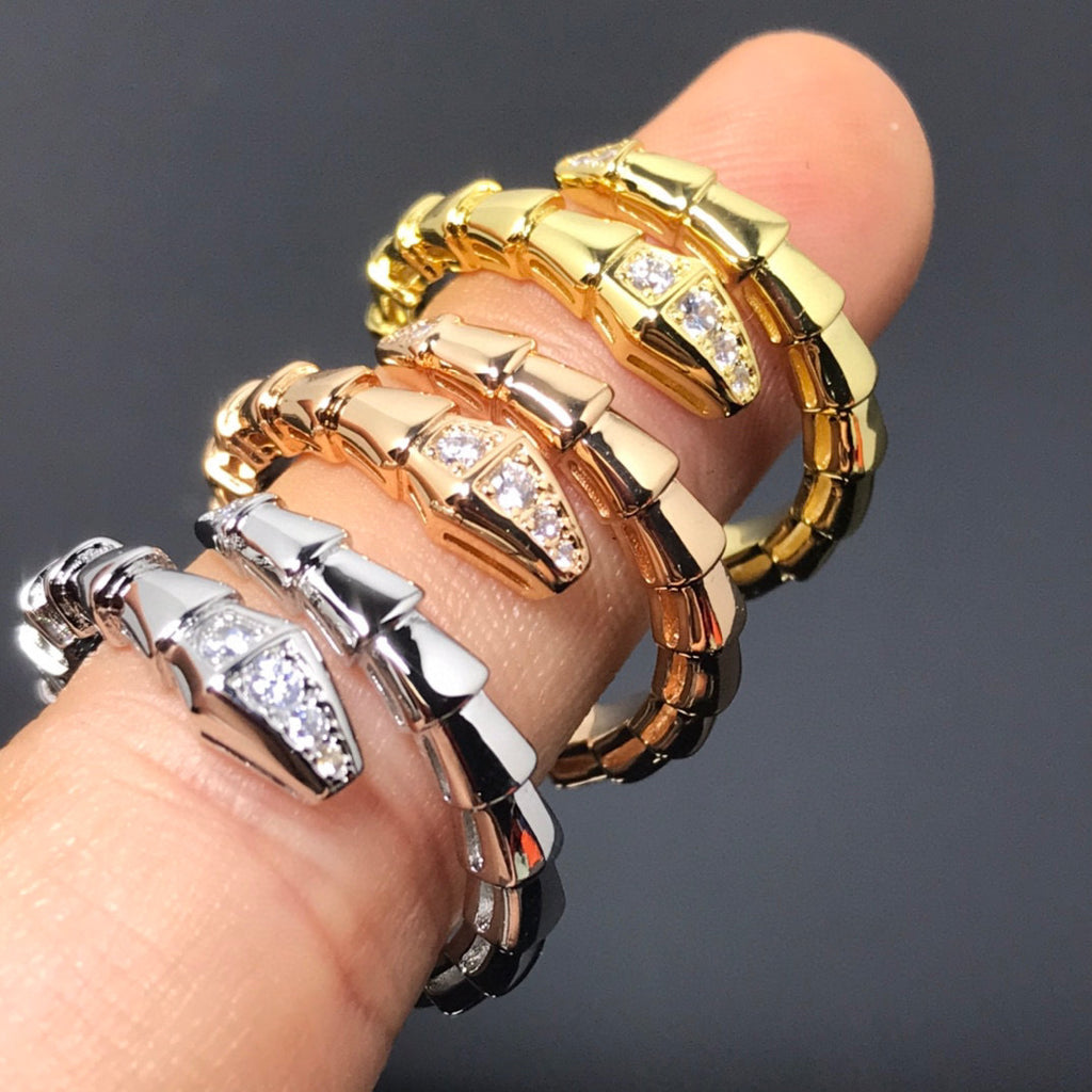 Female Creative Snake Ring – Diamond-Studded Fashion Jewellery