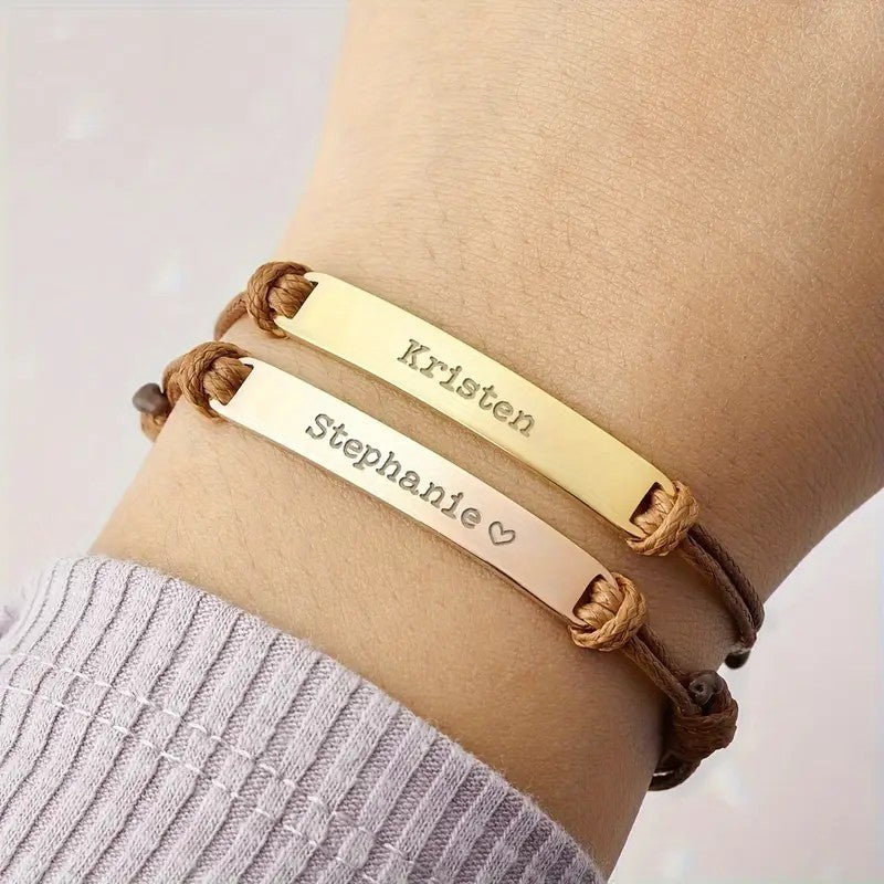 Curved Stainless Steel Wristband – Engraved Motivational Stretch Bracelet