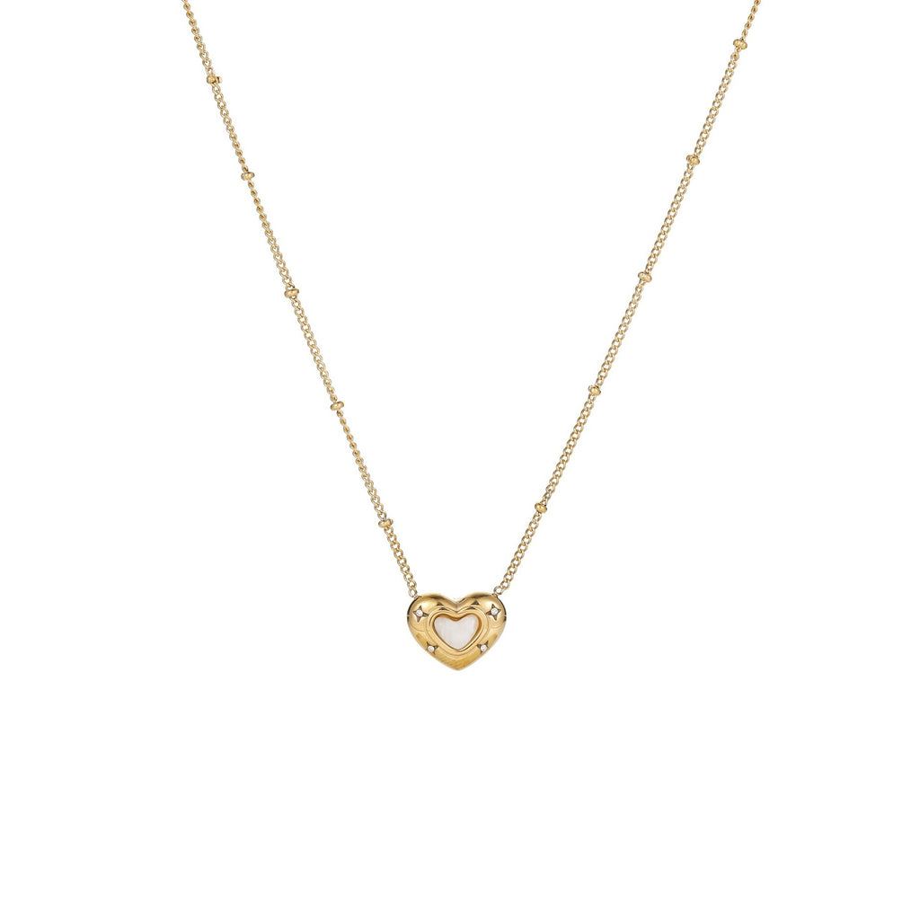 Fashion Love Heart-Shaped Natural Stone Pendant Necklace – Titanium Steel Women’s Jewellery