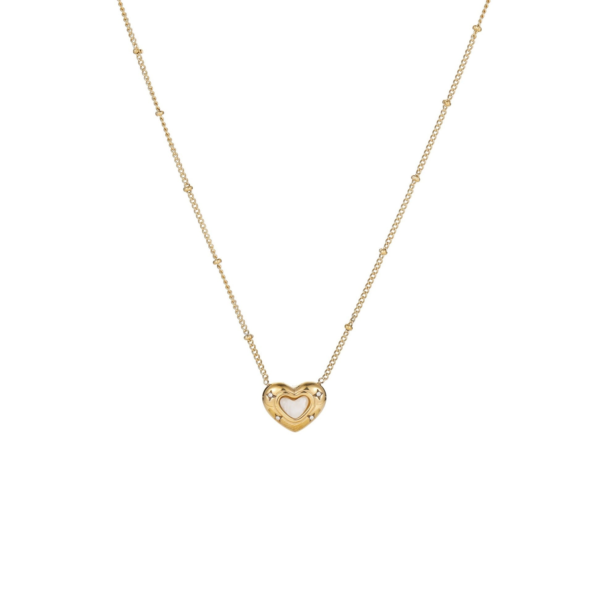 Fashion Love Heart-Shaped Natural Stone Pendant Necklace – Titanium Steel Women’s Jewellery