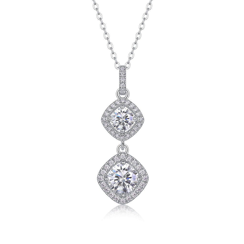 Snowy Wonderland 1-Carat Moissanite Pendant Set – S925 Sterling Silver & Platinum