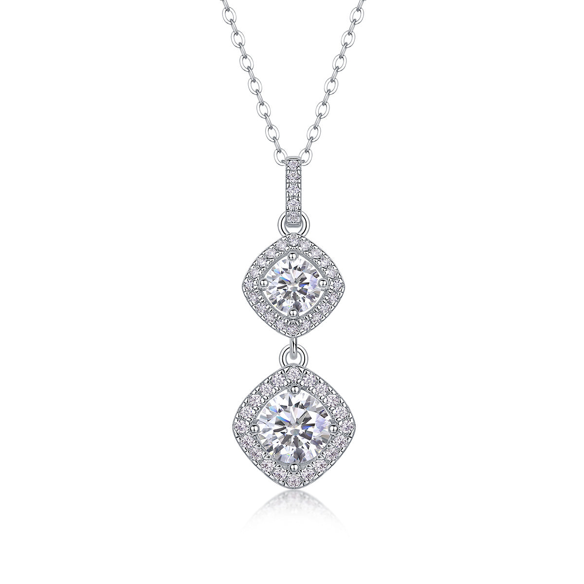 Snowy Wonderland 1-Carat Moissanite Pendant Set – S925 Sterling Silver & Platinum