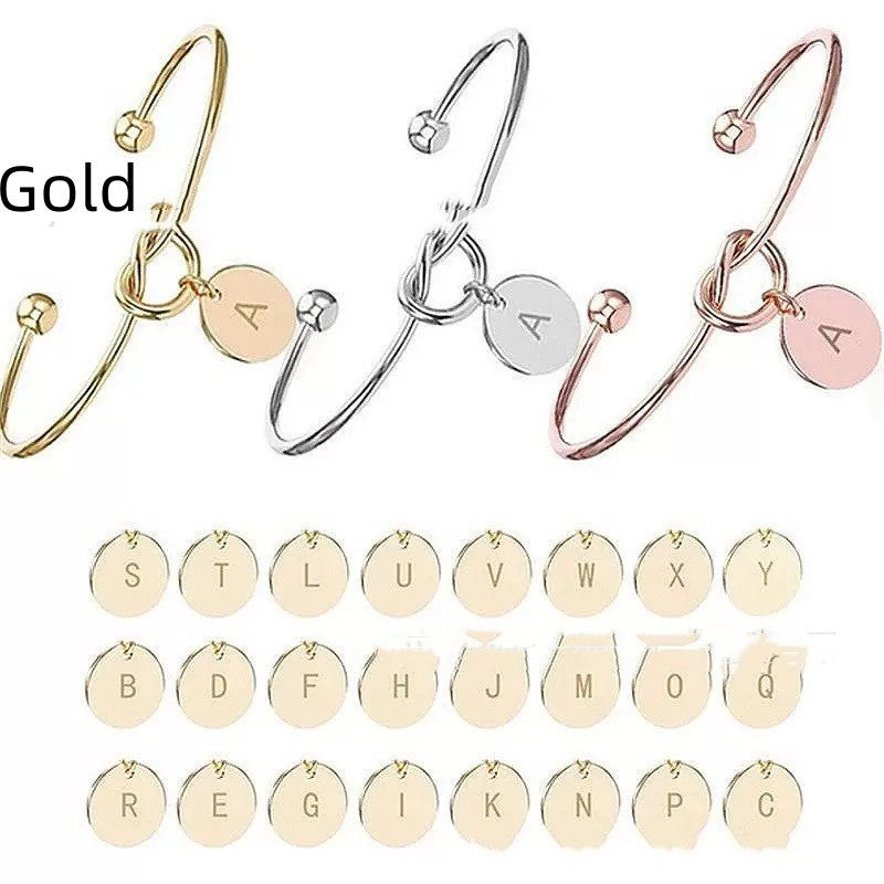 DIY Titanium Steel Bracelet – 26 English Letters with Love Heart Charm