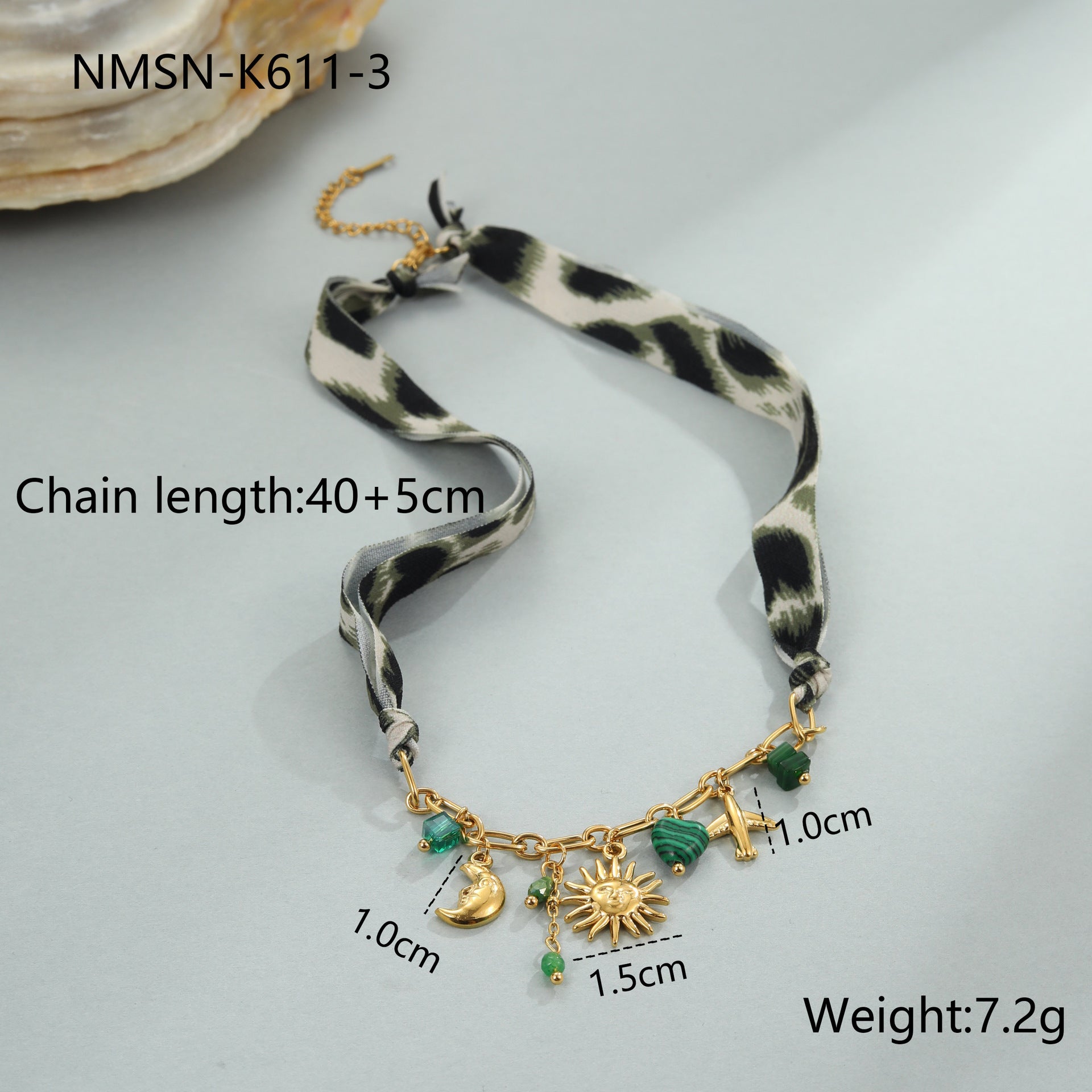 Women’s Leopard Print Pendant Necklace – Sun & Heart Stainless Steel Design