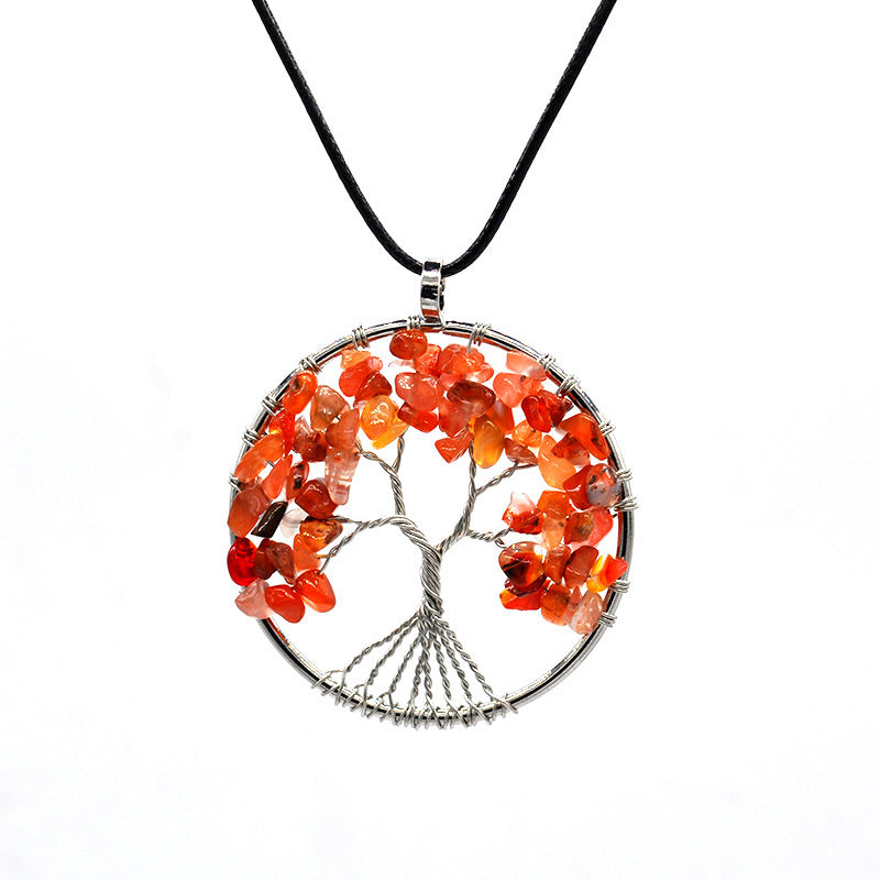 Kabbalah Life Tree Pendant Necklace – Natural Stone & Copper Wire Jewellery