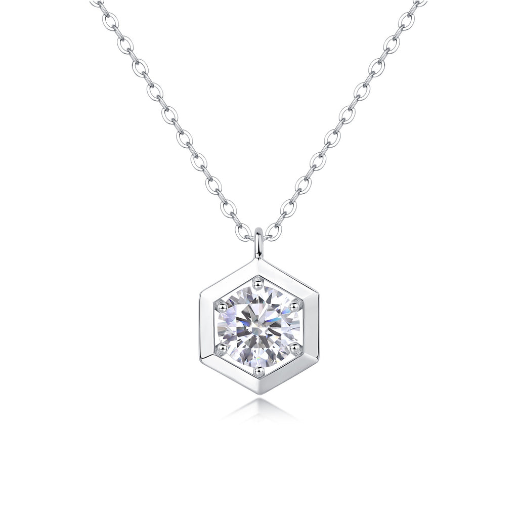 Geometric 1-Carat Moissanite Pendant Set – Luxury S925 Sterling Silver Jewellery
