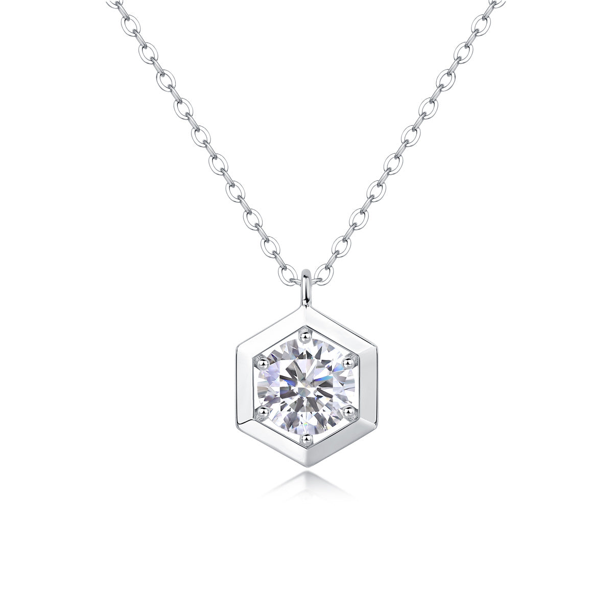 Geometric 1-Carat Moissanite Pendant Set – Luxury S925 Sterling Silver Jewellery