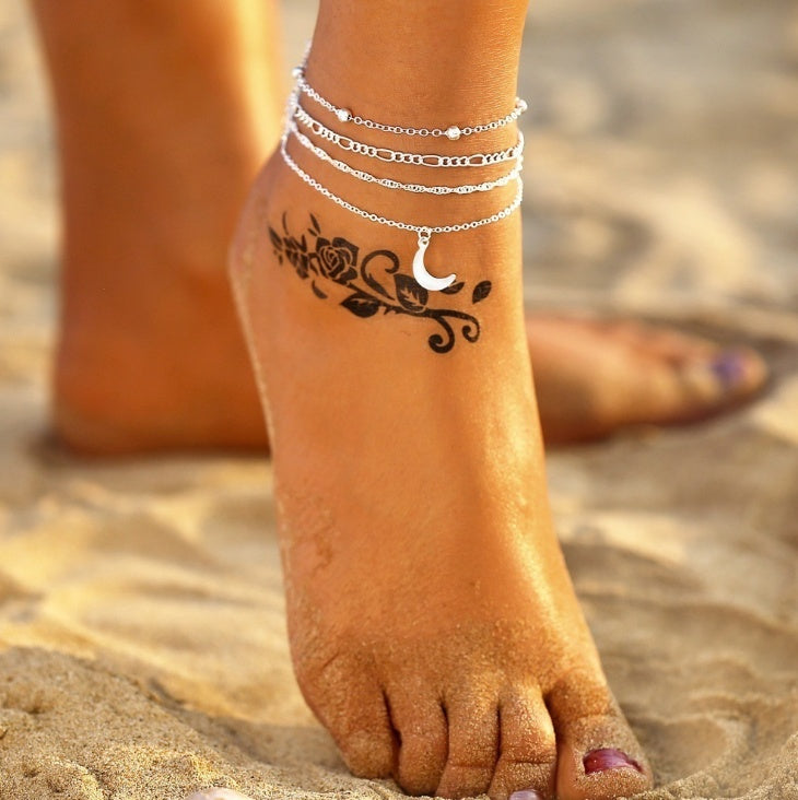 Moon-Themed Anklets for Women – Adjustable Stainless Steel Foot Jewellery
