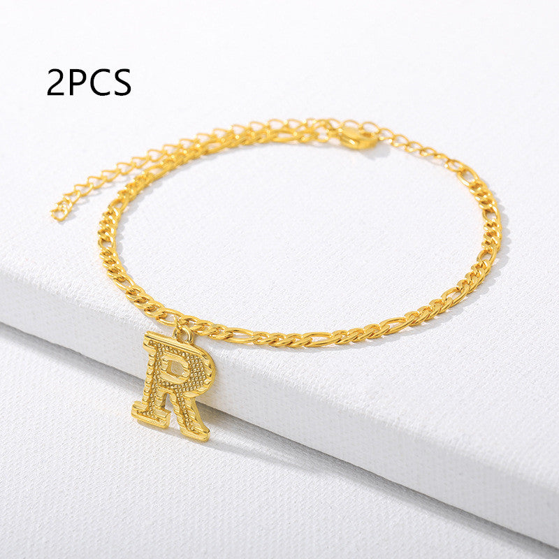26 Letter Alphabet Anklet – Customizable Initial Foot Chain