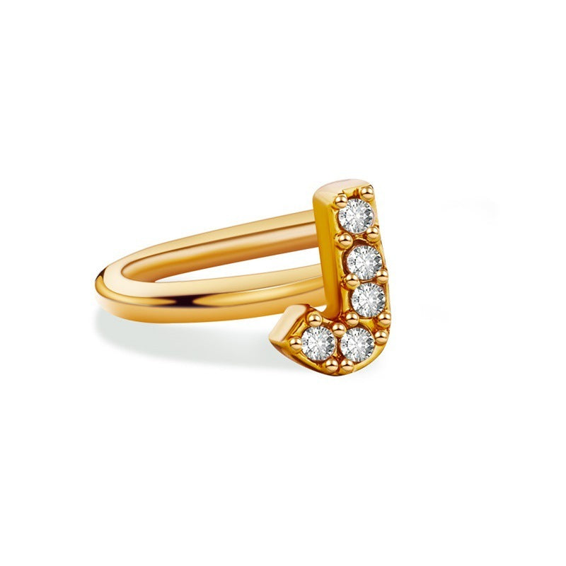 26 English Letters Diamond Ear Cuff – Mini U-shaped Earrings