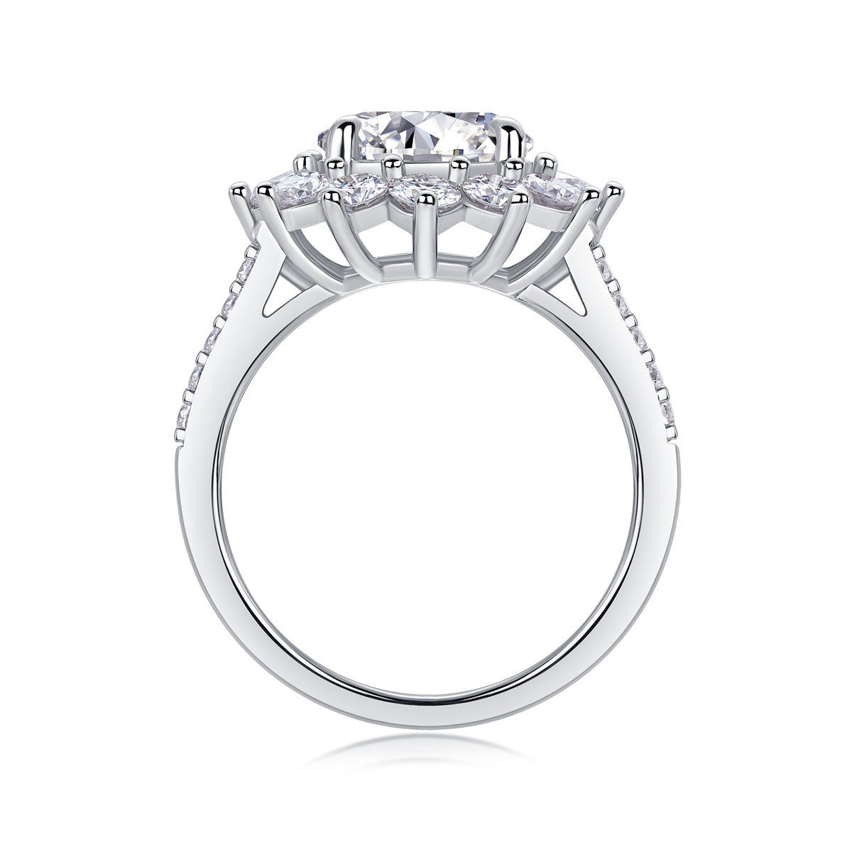 Sunflower Women’s 3-Carat Moissanite Ring – S925 Sterling Silver with Platinum-Plated Diamonds, Elegant Fashion Jewellery