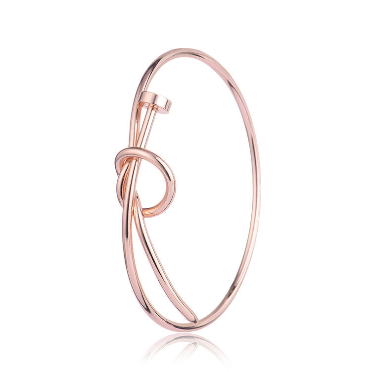 Screw Nail Knotted Copper Bracelet – Minimalist Geometric Hand Jewellery