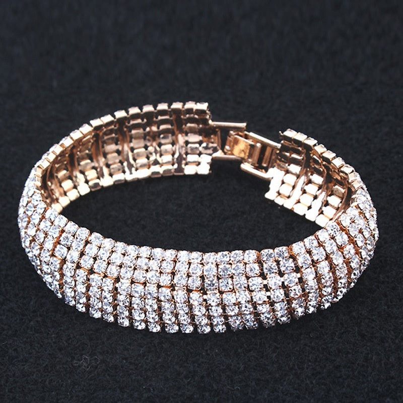 Women’s Three-Row Diamond Bracelet – European & American Style