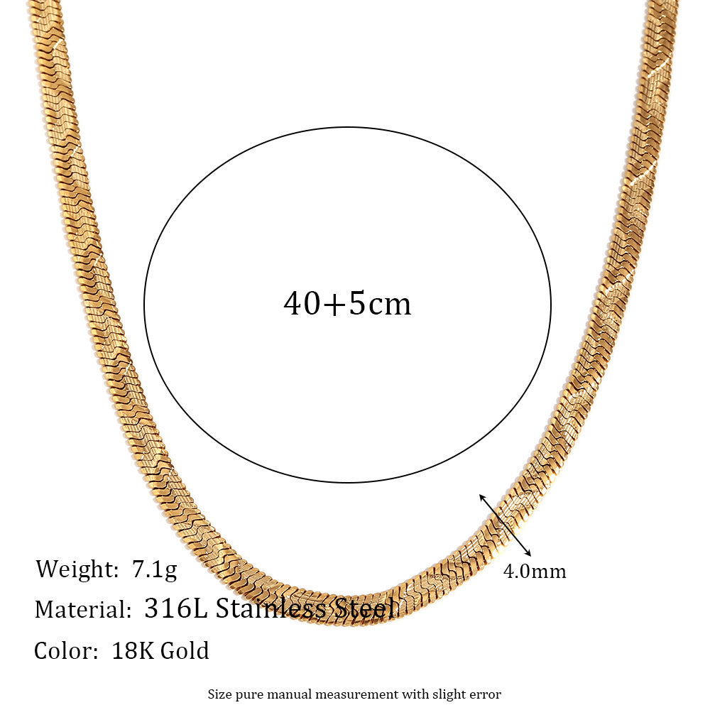 18K Gold Plated Stainless Steel Fishbone Chain Bracelet