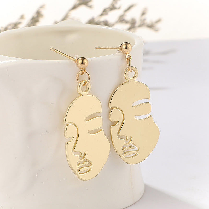 Hollow Face Bead Earrings – Round Minimalist Jewellery for Women