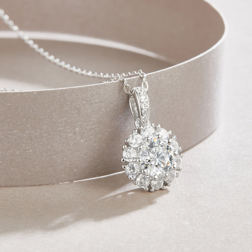 Blossom 1-Carat Moissanite Necklace and Earrings Set – S925 Sterling Silver Platinum Jewelry