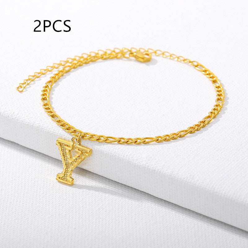 26 Letter Alphabet Anklet – Customizable Initial Foot Chain