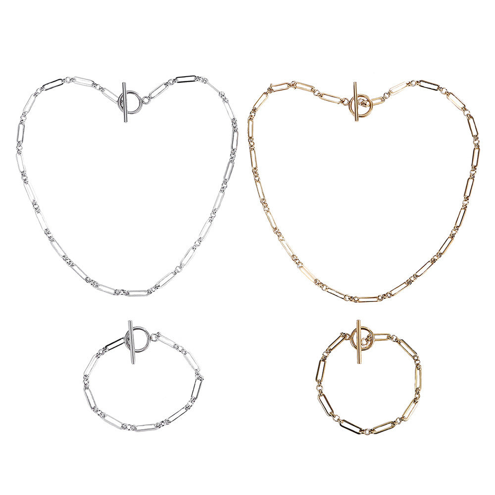 Wear-Resistant Stainless Steel Necklace & Bracelet Set – Non-Fading Metal Jewellery for Women