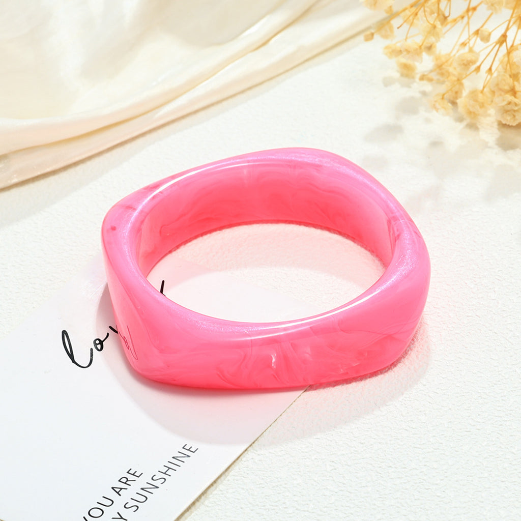 Blooming Coffee Resin Arc Bracelet – Geometric European & American Design