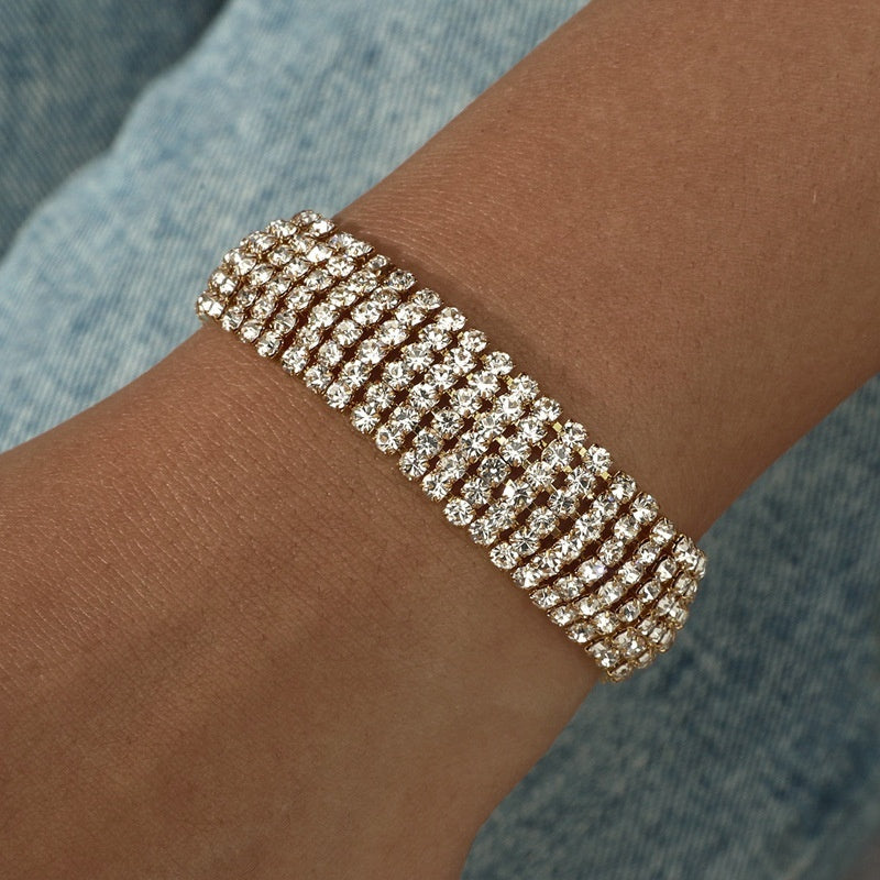 Women’s Three-Row Diamond Bracelet – European & American Style