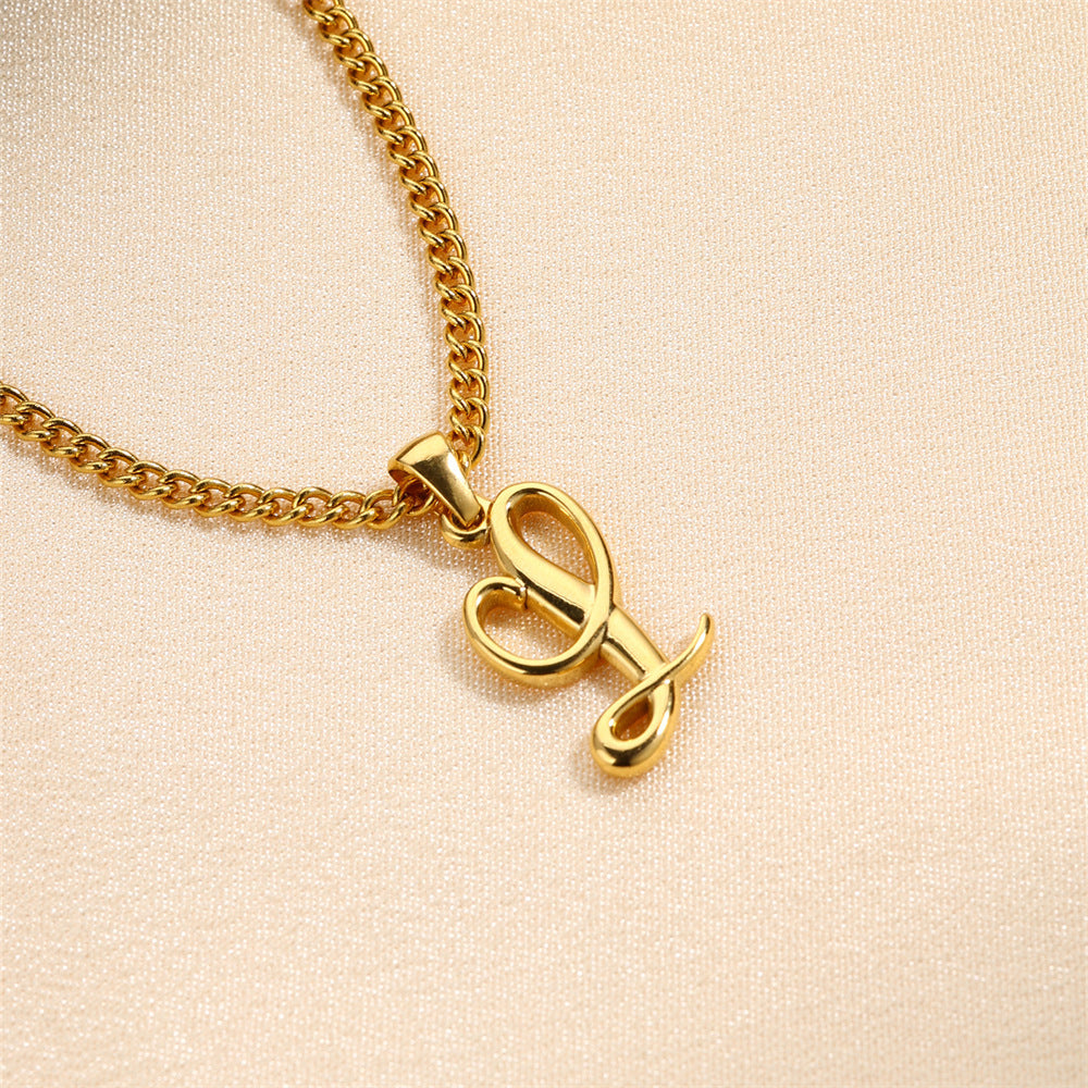 18K Gold Plated Stainless Steel Mini Letter Pendant Necklace