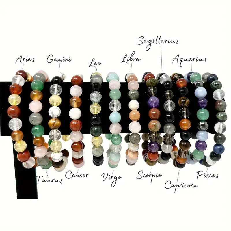 Unisex Zodiac Bracelets – Twelve Constellations Natural Stone Beads
