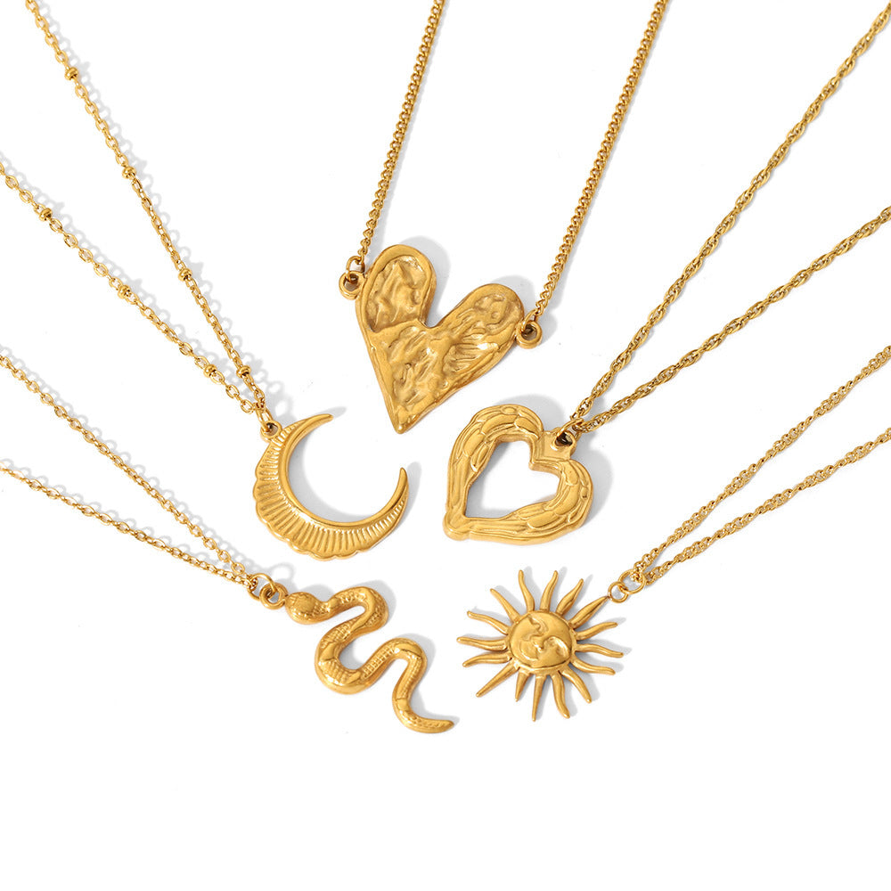 18K Gold Plated Titanium Steel Heart Pendant Necklace