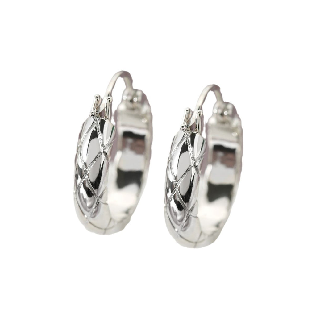 European & American Glossy Diamond Plaid Earrings – Fashion Statement