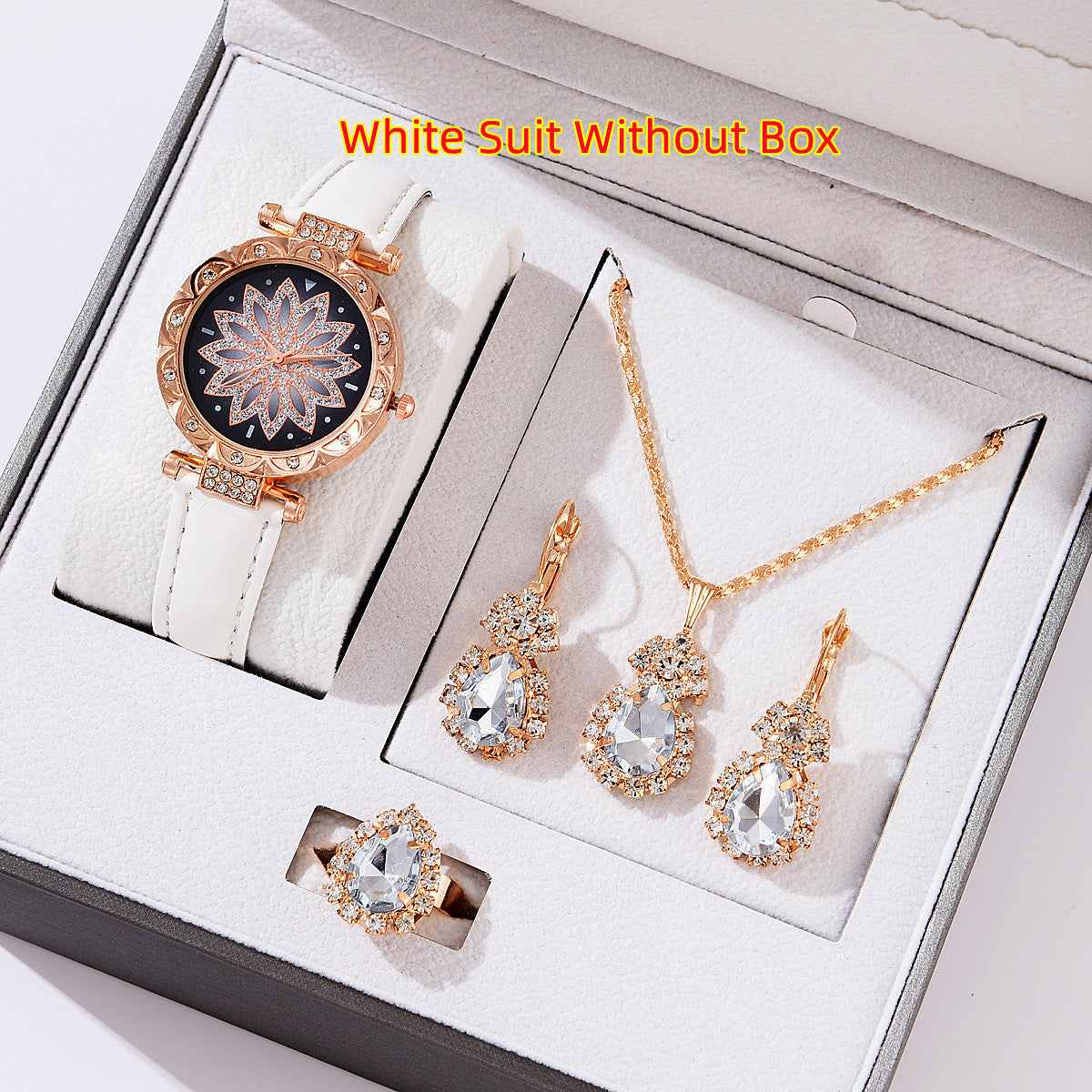 Watch, Necklace, Earring and Ring Set Women's Quartz