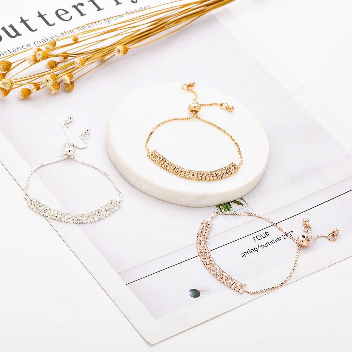 Simple Retractable Diamond Claw Chain Adjustable Bracelet