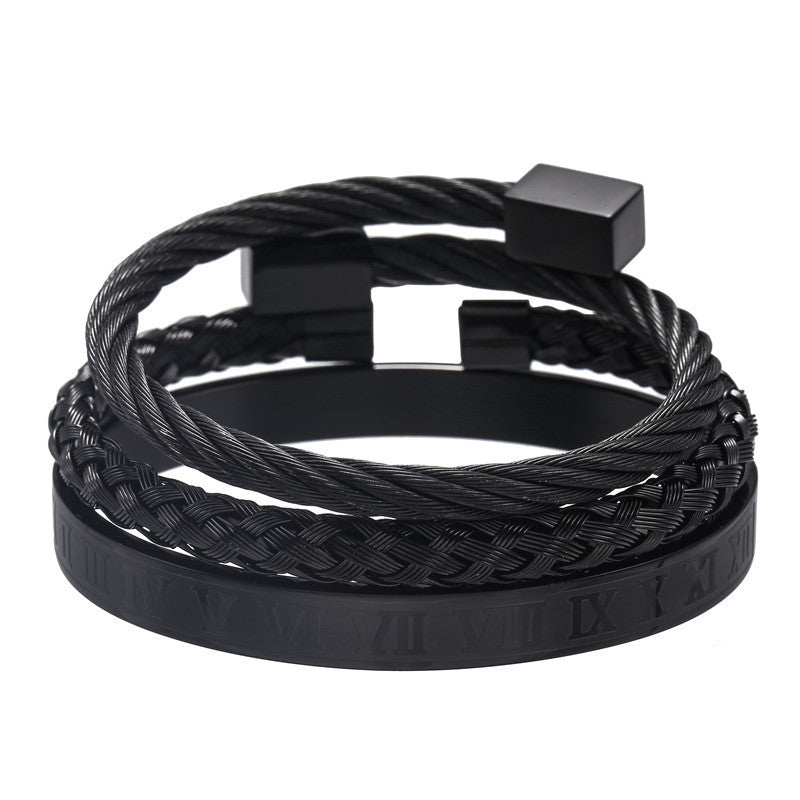 Set of 3 Stainless Steel Bracelets – Unisex Fashion Jewellery