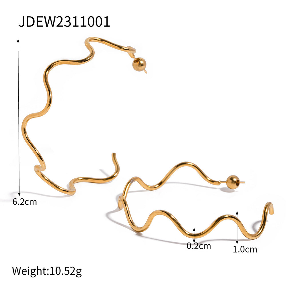 18K Gold Plated Stainless Steel Wave Pull-Out Necklace