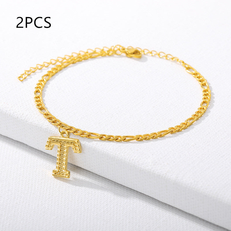 26 Letter Alphabet Anklet – Customizable Initial Foot Chain