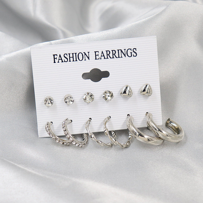 6-Pair Diamond Earrings Set – Simple & Elegant Jewellery for Women