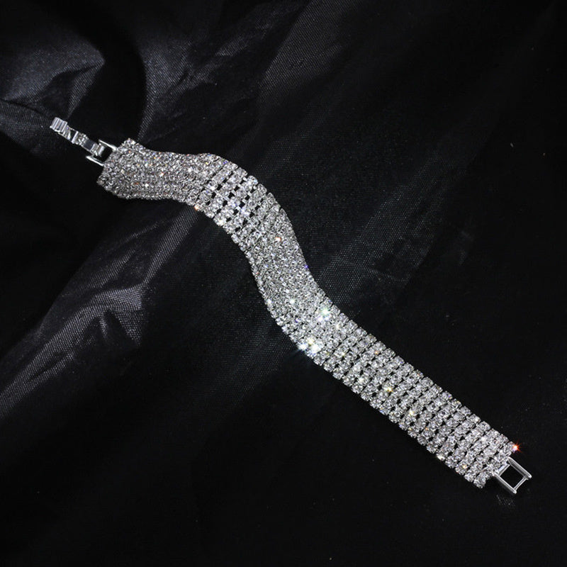 Women’s Three-Row Diamond Bracelet – European & American Style