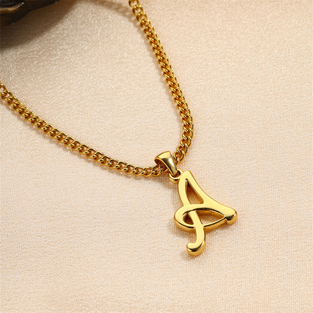 18K Gold Plated Stainless Steel Mini Letter Pendant Necklace